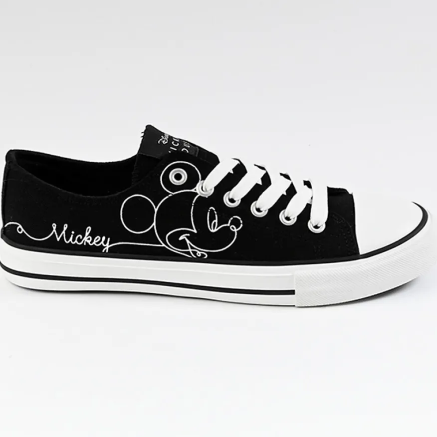 MICKEY Baskets Femme En Toile Noire|Femme Baskets, Sneakers