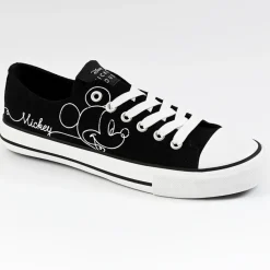 MICKEY Baskets Femme En Toile Noire|Femme Baskets, Sneakers
