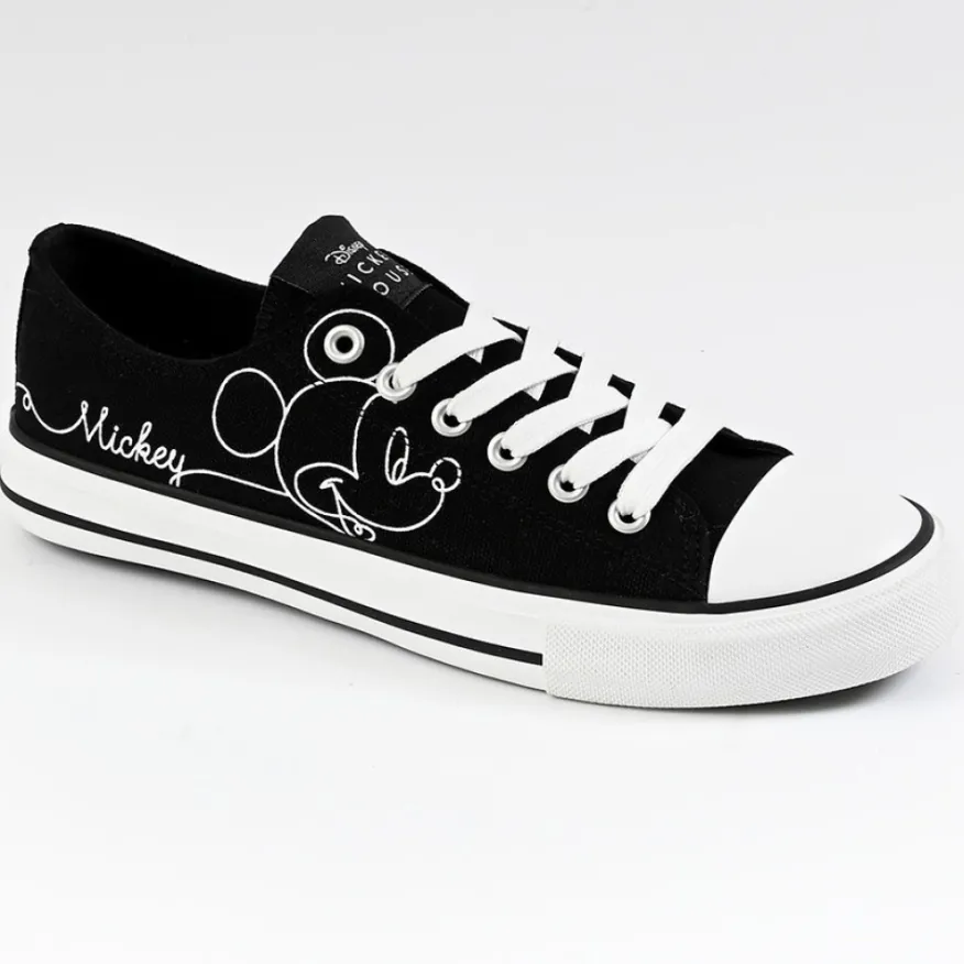 MICKEY Baskets Femme En Toile Noire|Femme Baskets, Sneakers