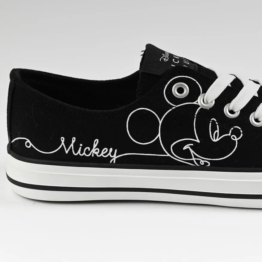 MICKEY Baskets Femme En Toile Noire|Femme Baskets, Sneakers