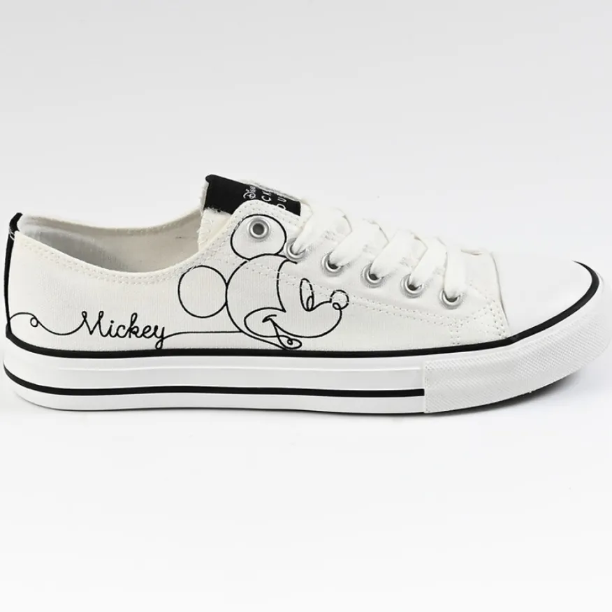 MICKEY Baskets Femme En Toile Blanche|Femme Baskets, Sneakers