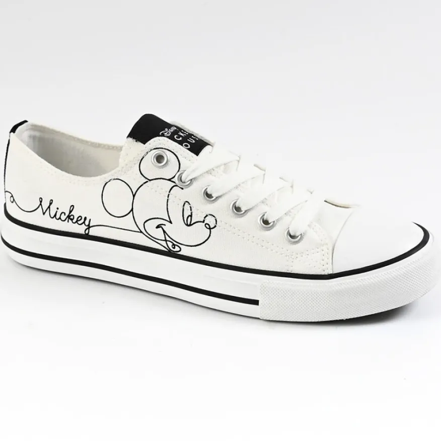 MICKEY Baskets Femme En Toile Blanche|Femme Baskets, Sneakers