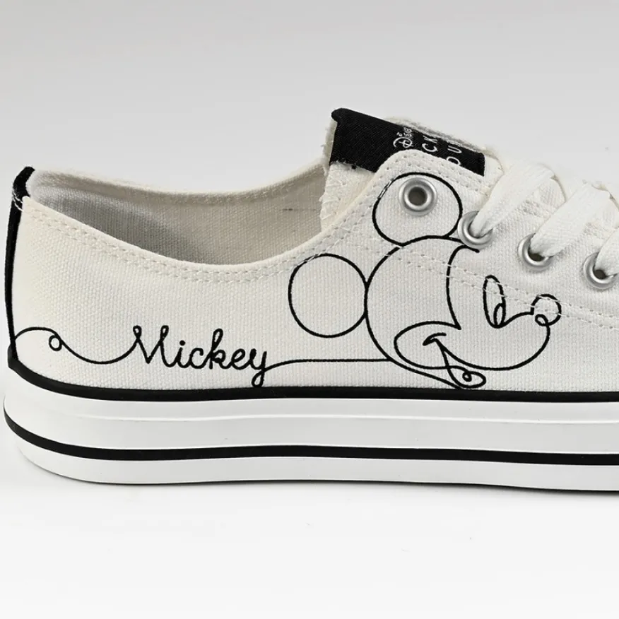 MICKEY Baskets Femme En Toile Blanche|Femme Baskets, Sneakers