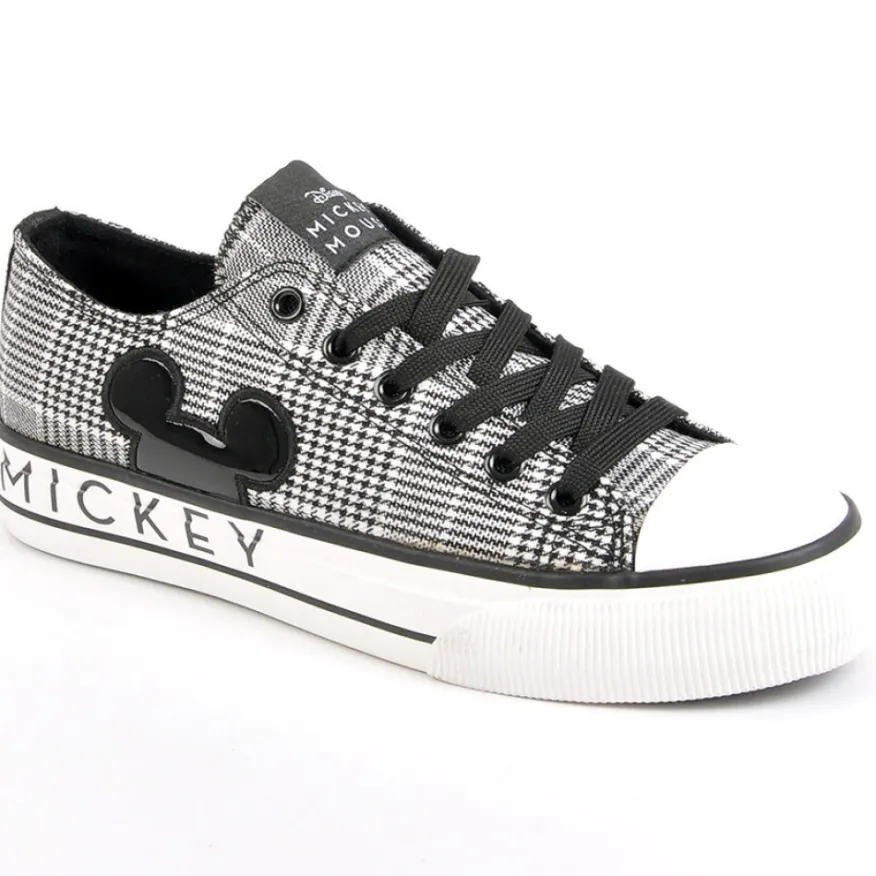 MICKEY Baskets Femme Toile Motif Prince De Galles|Femme Baskets, Sneakers