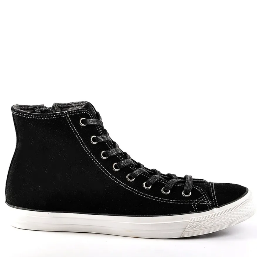 CARDIFF Baskets Montantes Aspect Velours Noir|Homme Baskets, Sneakers