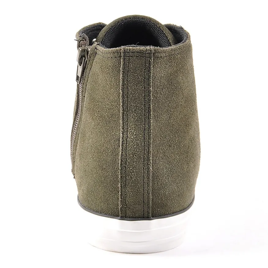 CARDIFF Baskets Montantes Aspect Velours Kaki|Homme Baskets, Sneakers