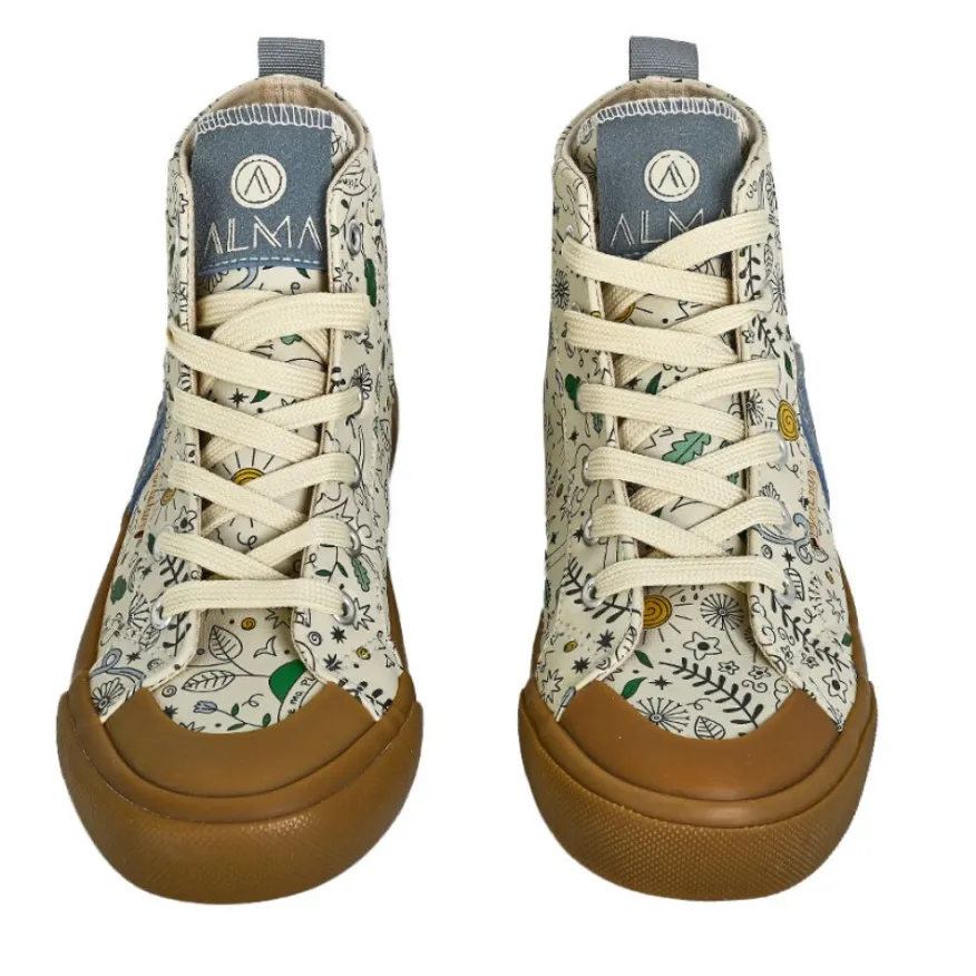 ALMA PLANETE Baskets Montantes Femme Beige A Motifs Alma|Femme Baskets, Sneakers