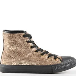 GIRL TIME Baskets Montantes Femme Bronze Avec Effet Reptile |Femme Baskets, Sneakers