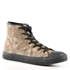 GIRL TIME Baskets Montantes Femme Bronze Avec Effet Reptile |Femme Baskets, Sneakers