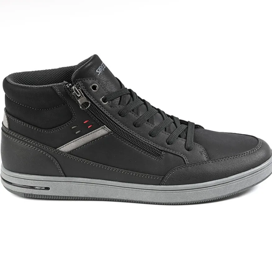 STREET LIFE Baskets Montantes Homme Avec Zip Pratique Sur Le Cote Noir|Homme Baskets, Sneakers