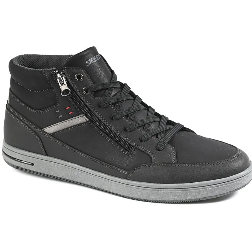 STREET LIFE Baskets Montantes Homme Avec Zip Pratique Sur Le Cote Noir|Homme Baskets, Sneakers