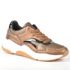 GIRL TIME Baskets Sneakers Avec Effet Reptile Bronze|Femme Baskets, Sneakers