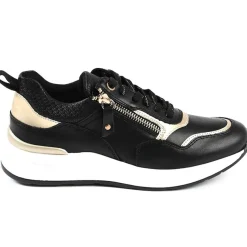 SCALINA Baskets Sneakers Avec Zip Pratique Sur Le Cote Noir|Femme Chaussures Confort