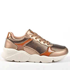 GIRL TIME Baskets Sneakers Bi-Matieres Bronze|Femme Baskets, Sneakers
