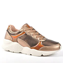 GIRL TIME Baskets Sneakers Bi-Matieres Bronze|Femme Baskets, Sneakers