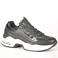 GIRL TIME Baskets Sneakers Bi-Matieres Noir|Femme Baskets, Sneakers