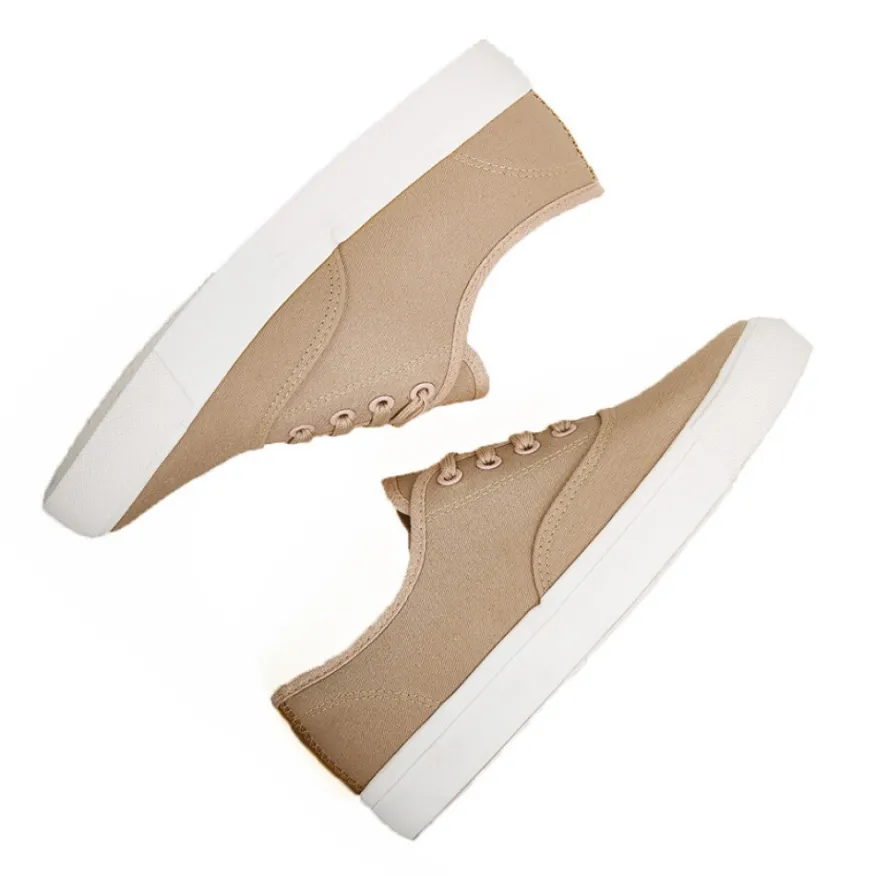 STREET LIFE Baskets / Tennis En Toile Beige Lacets Elastiques |Femme Baskets, Sneakers