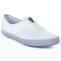 STREET LIFE Baskets Tennis En Toile Blanche Avec Fermeture Eclair / Zip |Femme Baskets, Sneakers