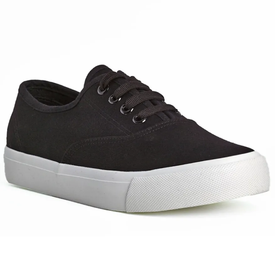 STREET LIFE Baskets / Tennis En Toile Noir Lacets Elastiques |Femme Baskets, Sneakers