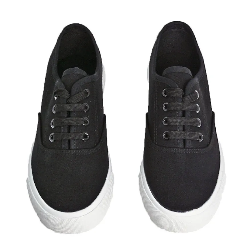 STREET LIFE Baskets / Tennis En Toile Noir Lacets Elastiques |Femme Baskets, Sneakers