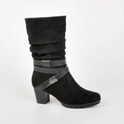 SCALINA Bottes A Talons Avec Brides Chevilles Noir|Femme Chaussures Confort