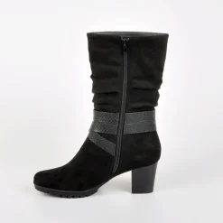 SCALINA Bottes A Talons Avec Brides Chevilles Noir|Femme Chaussures Confort