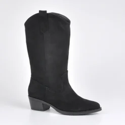 VICE VERSA Bottes A Talons Style Western Noir|Femme Bottes, Cuissardes