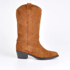 VICE VERSA Bottes A Talons Style Western Camel|Femme Bottes, Cuissardes