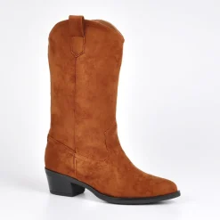 VICE VERSA Bottes A Talons Style Western Camel|Femme Bottes, Cuissardes