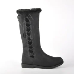 VICE VERSA Bottes Plates Avec Col Fausse Fourrure Noir|Femme Bottes, Cuissardes