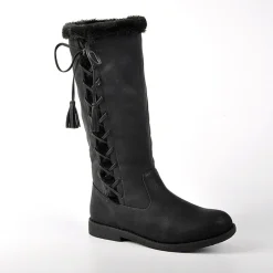 VICE VERSA Bottes Plates Avec Col Fausse Fourrure Noir|Femme Bottes, Cuissardes