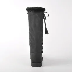 VICE VERSA Bottes Plates Avec Col Fausse Fourrure Noir|Femme Bottes, Cuissardes