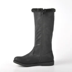 VICE VERSA Bottes Plates Avec Col Fausse Fourrure Noir|Femme Bottes, Cuissardes