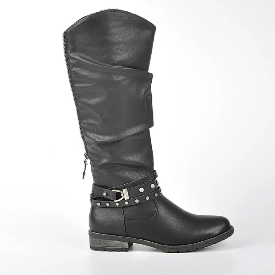 RELIFE Bottes Plates Femme Confort Noir|Femme Chaussures Confort