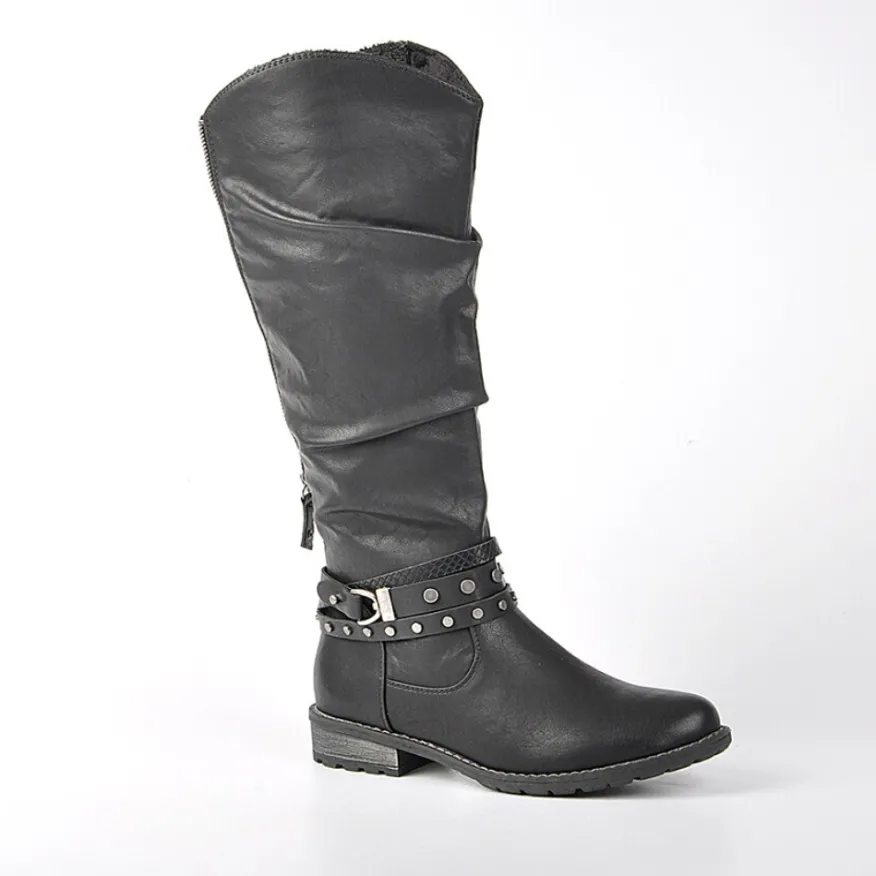 RELIFE Bottes Plates Femme Confort Noir|Femme Chaussures Confort