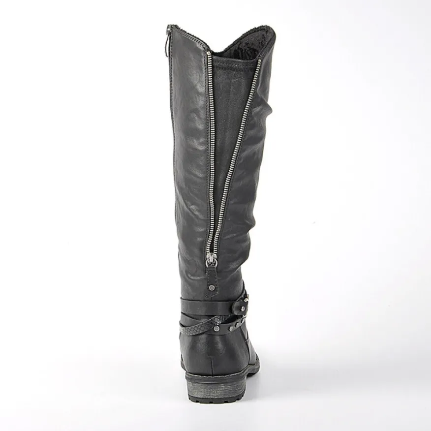 RELIFE Bottes Plates Femme Confort Noir|Femme Chaussures Confort