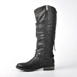 RELIFE Bottes Plates Femme Confort Noir|Femme Chaussures Confort