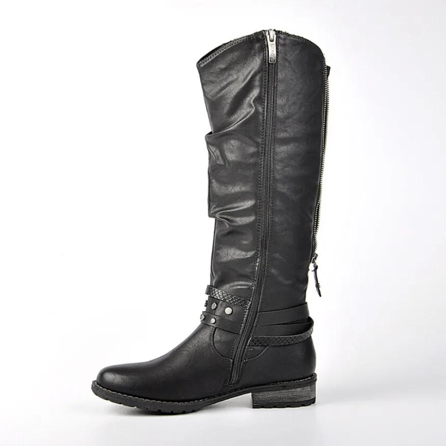RELIFE Bottes Plates Femme Confort Noir|Femme Chaussures Confort
