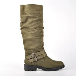 VICE VERSA Bottes Plates Femme Kaki Avec Boucle |Femme Bottes, Cuissardes