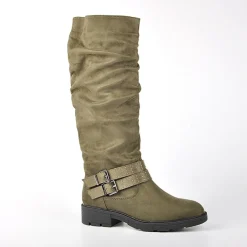 VICE VERSA Bottes Plates Femme Kaki Avec Boucle |Femme Bottes, Cuissardes