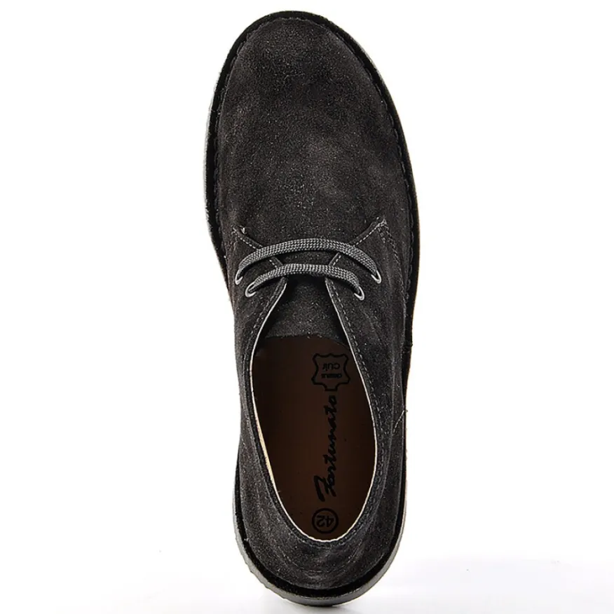 FORTUNATO Bottines Aspect Daim Noir|Homme Boots, Bottines
