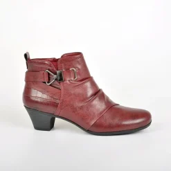 SCALINA Bottines A Talons Avec Boucles Metalliques Bordeaux|Femme Chaussures Confort