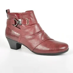 SCALINA Bottines A Talons Avec Boucles Metalliques Bordeaux|Femme Chaussures Confort