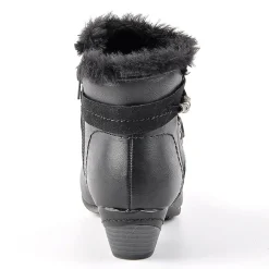 SCALINA Bottines A Talons Avec Col Fausse Fourrure Noir|Femme Chaussures Confort