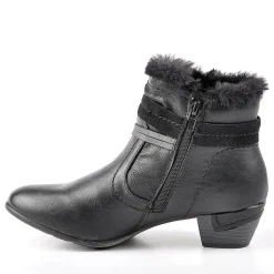 SCALINA Bottines A Talons Avec Col Fausse Fourrure Noir|Femme Chaussures Confort
