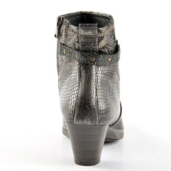 SCALINA Bottines A Talons Avec Effet Reptile Bronze|Femme Chaussures Confort