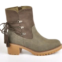 OUTSHOES Bottines A Talons Avec Pampilles Kaki|Femme Boots, Bottines