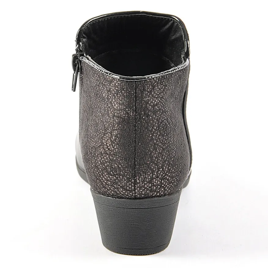 SCALINA Bottines A Talons Bi-Matieres Noir|Femme Chaussures Confort