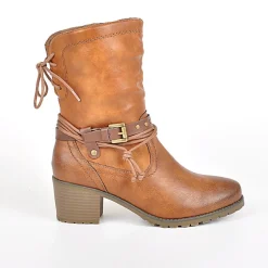 RELIFE Bottines A Talons Femme Avec Boucle Camel|Femme Chaussures Confort