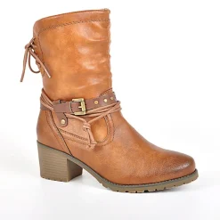 RELIFE Bottines A Talons Femme Avec Boucle Camel|Femme Chaussures Confort